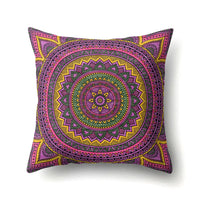HKM-133715 Peach Velvet Mandala Textured Pillow Cover, 45cm x 45cm, Cotton and Polyester Blend