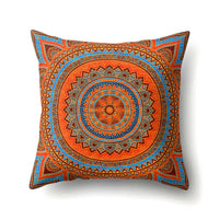 HKM-133715 Peach Velvet Mandala Textured Pillow Cover, 45cm x 45cm, Cotton and Polyester Blend