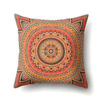 HKM-133715 Peach Velvet Mandala Textured Pillow Cover, 45cm x 45cm, Cotton and Polyester Blend