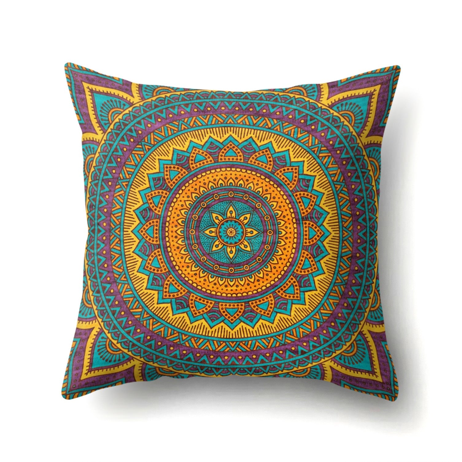 HKM-133715 Peach Velvet Mandala Textured Pillow Cover, 45cm x 45cm, Cotton and Polyester Blend
