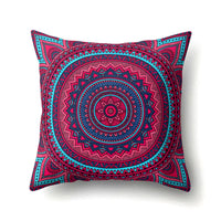 HKM-133715 Peach Velvet Mandala Textured Pillow Cover, 45cm x 45cm, Cotton and Polyester Blend