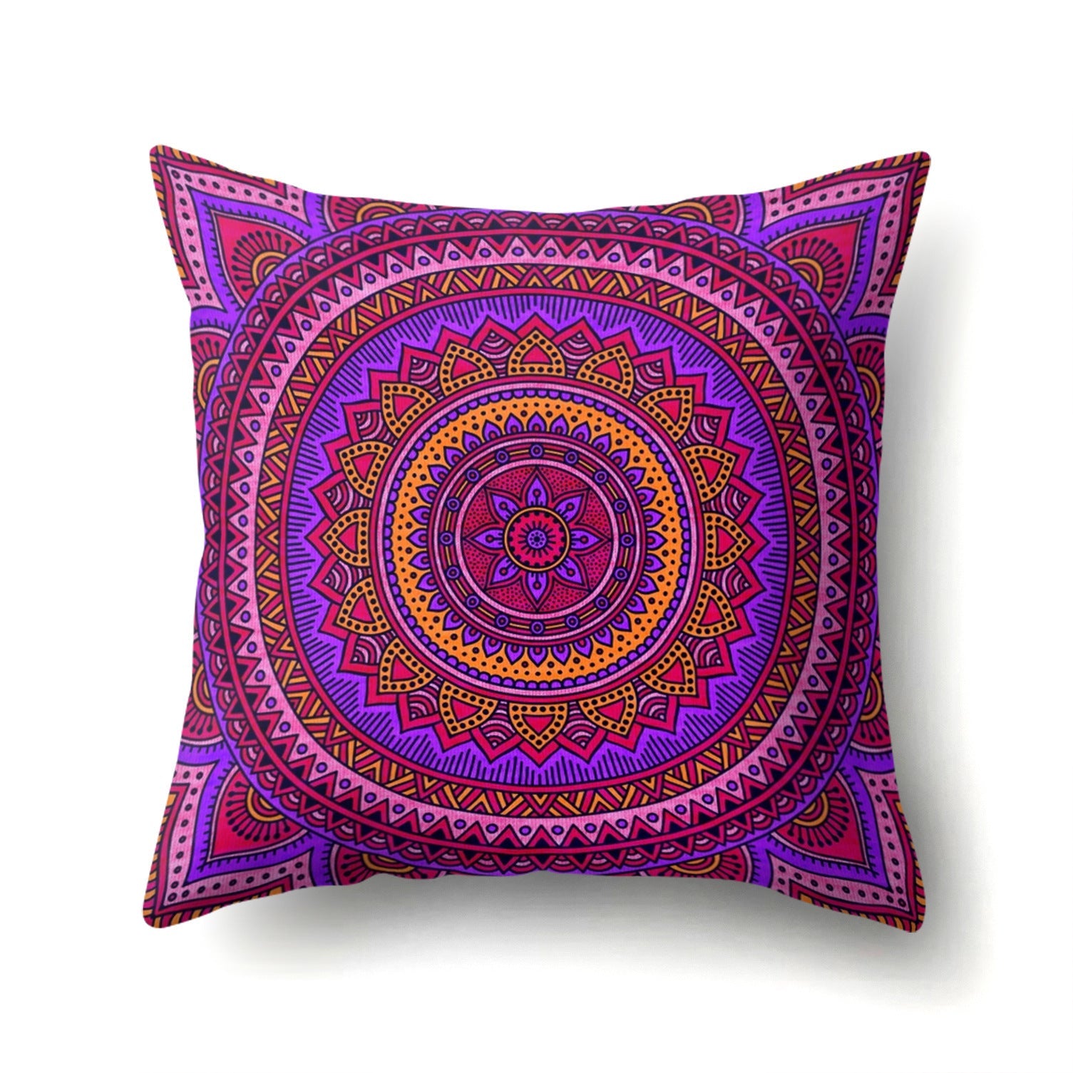 HKM-133715 Peach Velvet Mandala Textured Pillow Cover, 45cm x 45cm, Cotton and Polyester Blend