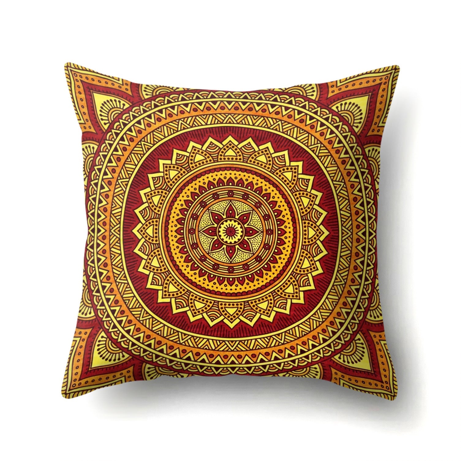 HKM-133715 Peach Velvet Mandala Textured Pillow Cover, 45cm x 45cm, Cotton and Polyester Blend