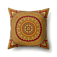 HKM-133715 Peach Velvet Mandala Textured Pillow Cover, 45cm x 45cm, Cotton and Polyester Blend