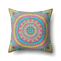 HKM-133715 Peach Velvet Mandala Textured Pillow Cover, 45cm x 45cm, Cotton and Polyester Blend