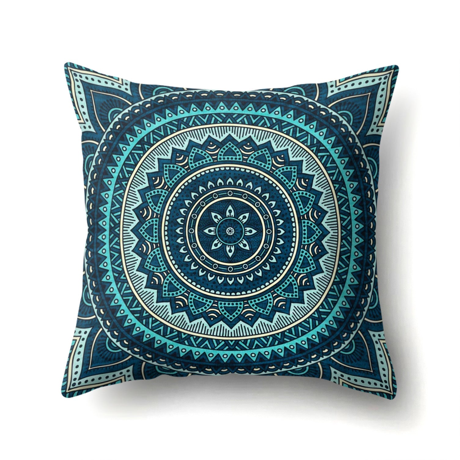 HKM-133715 Peach Velvet Mandala Textured Pillow Cover, 45cm x 45cm, Cotton and Polyester Blend