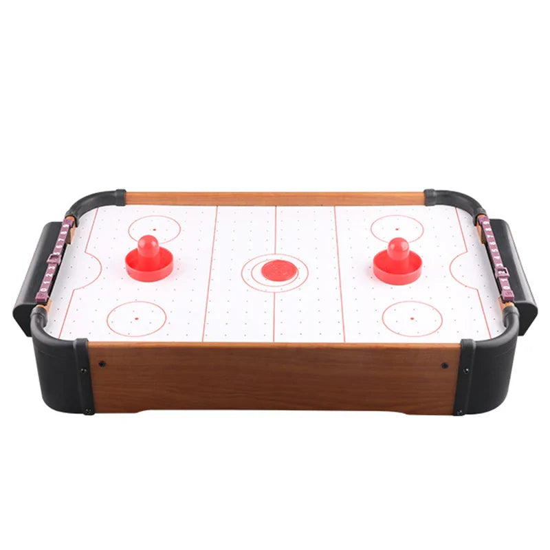 HKM-133907 Mini Wooden Air Hockey Table Top Game Set for Indoor Fun - Ages 3+