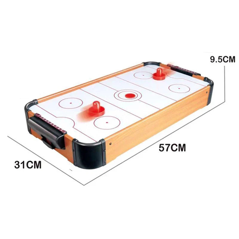 HKM-133907 Mini Wooden Air Hockey Table Top Game Set for Indoor Fun - Ages 3+