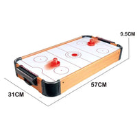 HKM-133907 Mini Wooden Air Hockey Table Top Game Set for Indoor Fun - Ages 3+