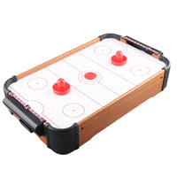HKM-133907 Mini Wooden Air Hockey Table Top Game Set for Indoor Fun - Ages 3+