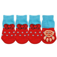 HKM-134035 Cozy Cotton Pet Socks Set for Dogs and Cats - Anti-Slip Design in Various Colors