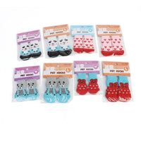HKM-134035 Cozy Cotton Pet Socks Set for Dogs and Cats - Anti-Slip Design in Various Colors