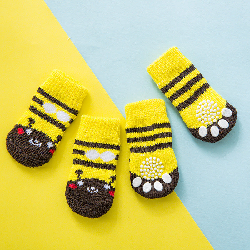 HKM-134035 Cozy Cotton Pet Socks Set for Dogs and Cats - Anti-Slip Design in Various Colors