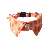 HKM-134035 Fruit Blossom Bow Tie Cat Collar in Vibrant Patterns and Soft Peach Skin Fabric