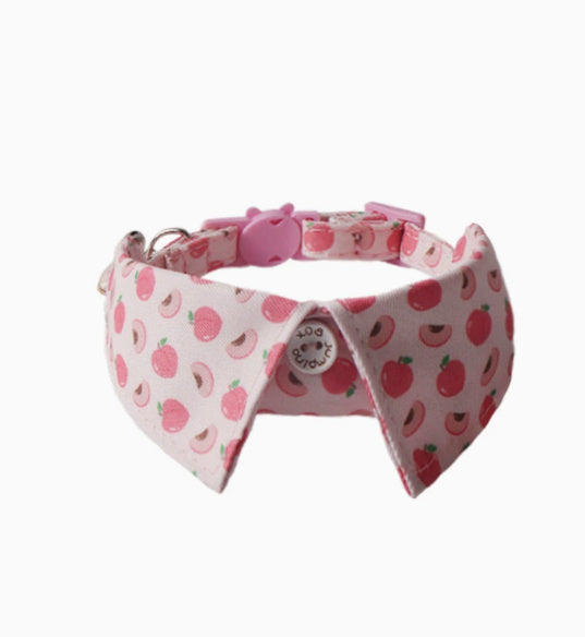 HKM-134035 Fruit Blossom Bow Tie Cat Collar in Vibrant Patterns and Soft Peach Skin Fabric