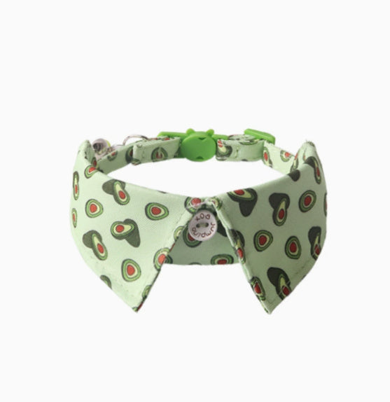 HKM-134035 Fruit Blossom Bow Tie Cat Collar in Vibrant Patterns and Soft Peach Skin Fabric
