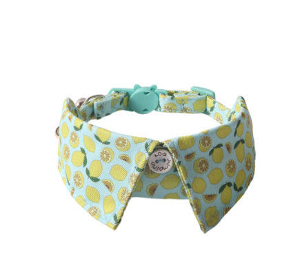 HKM-134035 Fruit Blossom Bow Tie Cat Collar in Vibrant Patterns and Soft Peach Skin Fabric