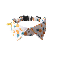 HKM-134035 Fruit Blossom Bow Tie Cat Collar in Vibrant Patterns and Soft Peach Skin Fabric