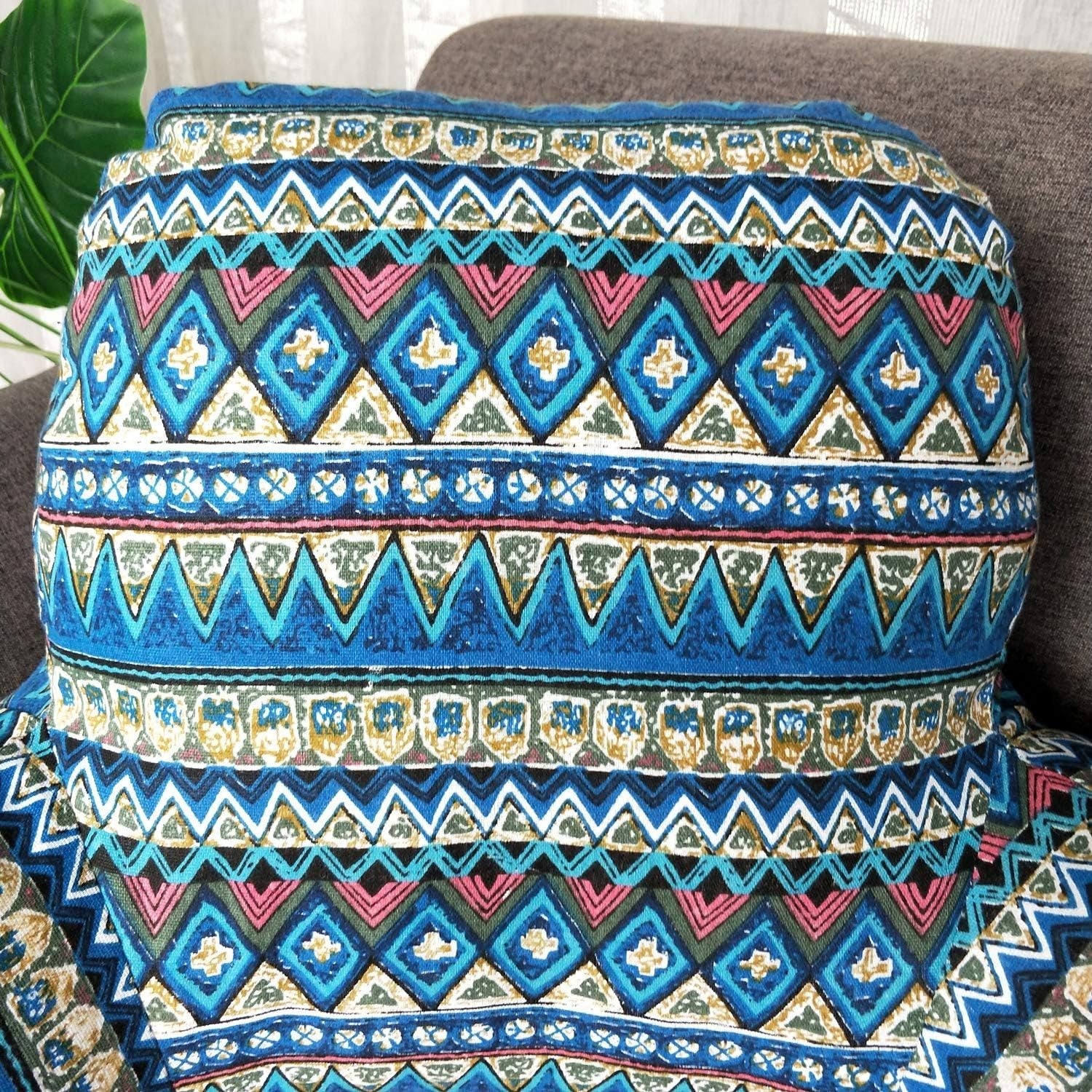 HKM-134163 Bohemian Reading Pillow with Armrests - Multi-functional Back Support Cushion for Bed, Sofa, and Chair