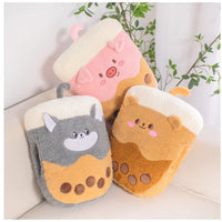 HKM-134163 Plush Milk Tea Hand Warmer - Cute Husky, Bear, and Pig Designs (30*40cm)