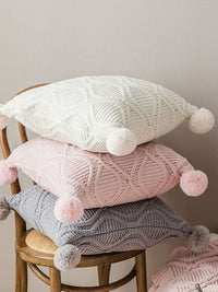 HKM-134227 Knitted Nordic Style Wind Ball Pillow - 45x45cm, Available in Snow Ball Colors