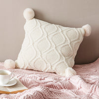 HKM-134227 Knitted Nordic Style Wind Ball Pillow - 45x45cm, Available in Snow Ball Colors