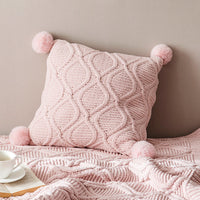 HKM-134227 Knitted Nordic Style Wind Ball Pillow - 45x45cm, Available in Snow Ball Colors