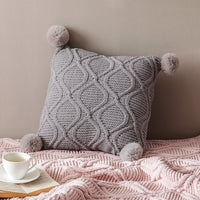 HKM-134227 Knitted Nordic Style Wind Ball Pillow - 45x45cm, Available in Snow Ball Colors