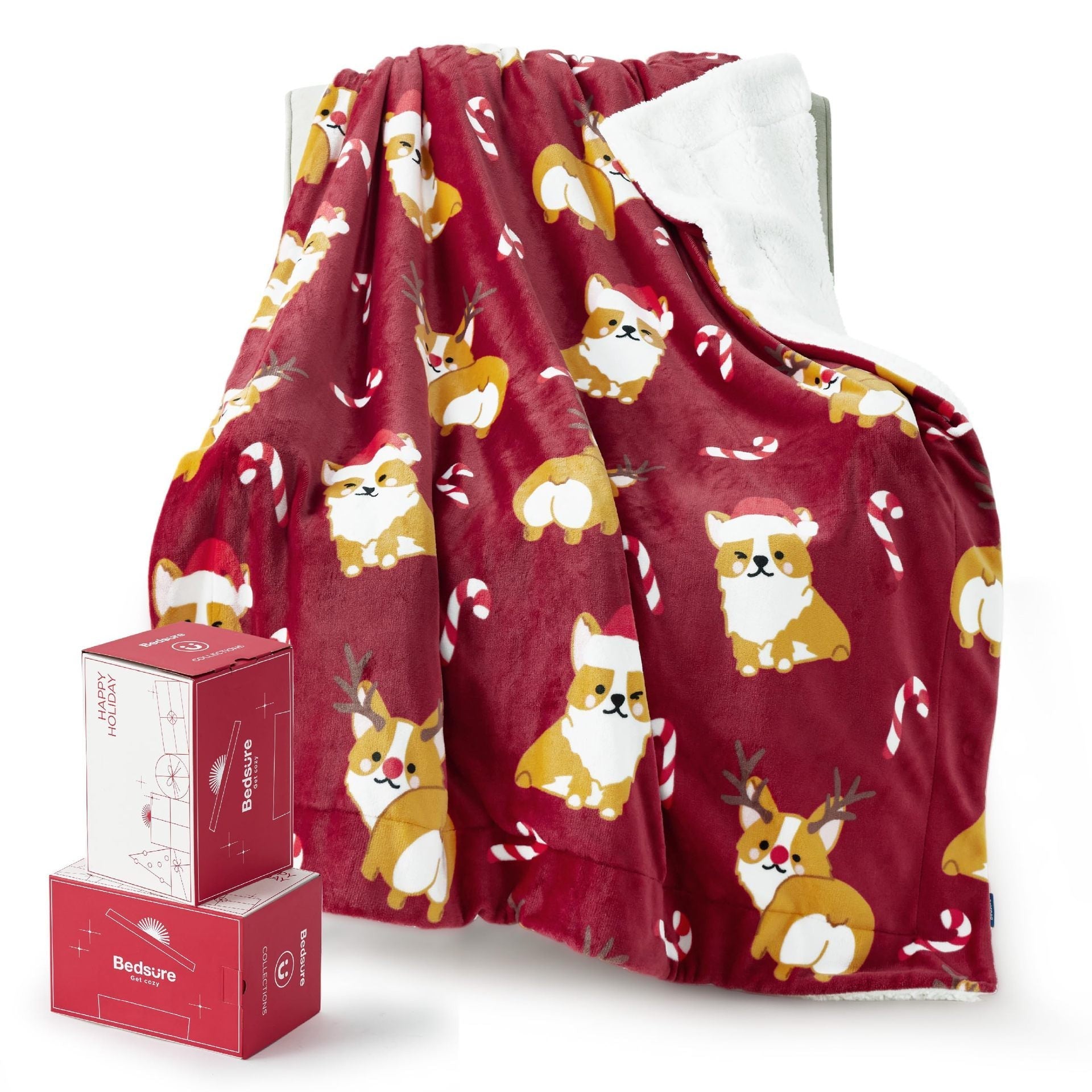 HKM-134483 Cozy Cartoon Corgi Dog Blanket in Multiple Sizes