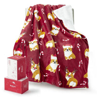 HKM-134483 Cozy Cartoon Corgi Dog Blanket in Multiple Sizes