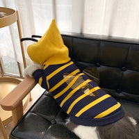 HKM-134739 Cozy Yellow Striped Bee Hoodie for Bulldogs – Plush Pet Costume Jacket