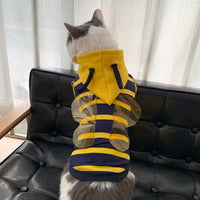 HKM-134739 Cozy Yellow Striped Bee Hoodie for Bulldogs – Plush Pet Costume Jacket
