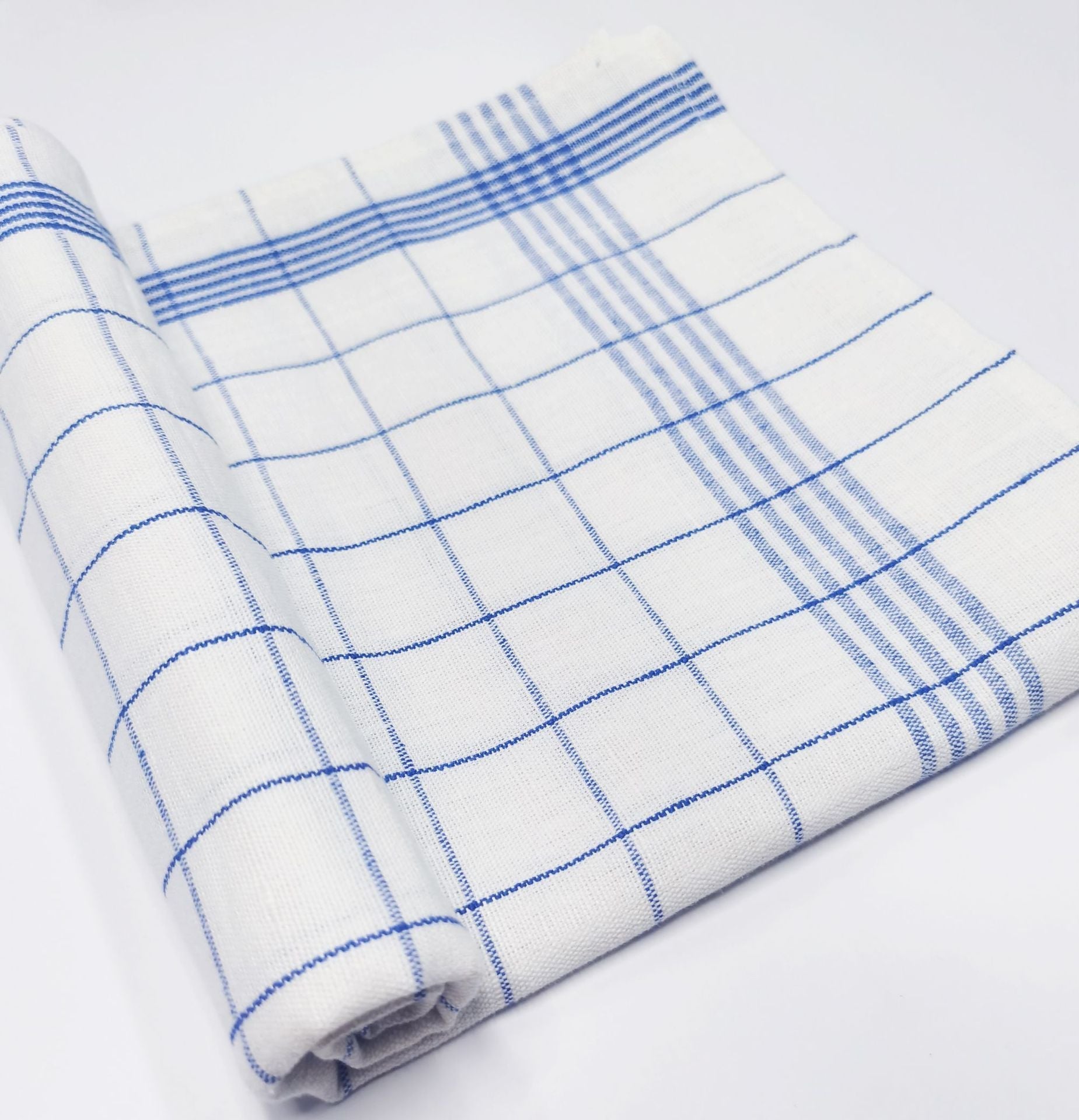 HKM-134739 Linen Cotton Yarn-Dyed Plaid Kitchen Towel in Blue - Fast Absorption and Durable Design