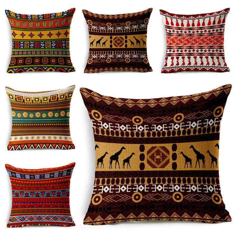 HKM-134867 Southeast Asian Geometric Linen Pillowcase for Cozy Home Decor