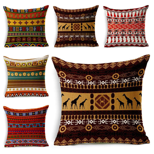 HKM-134867 Southeast Asian Geometric Linen Pillowcase for Cozy Home Decor