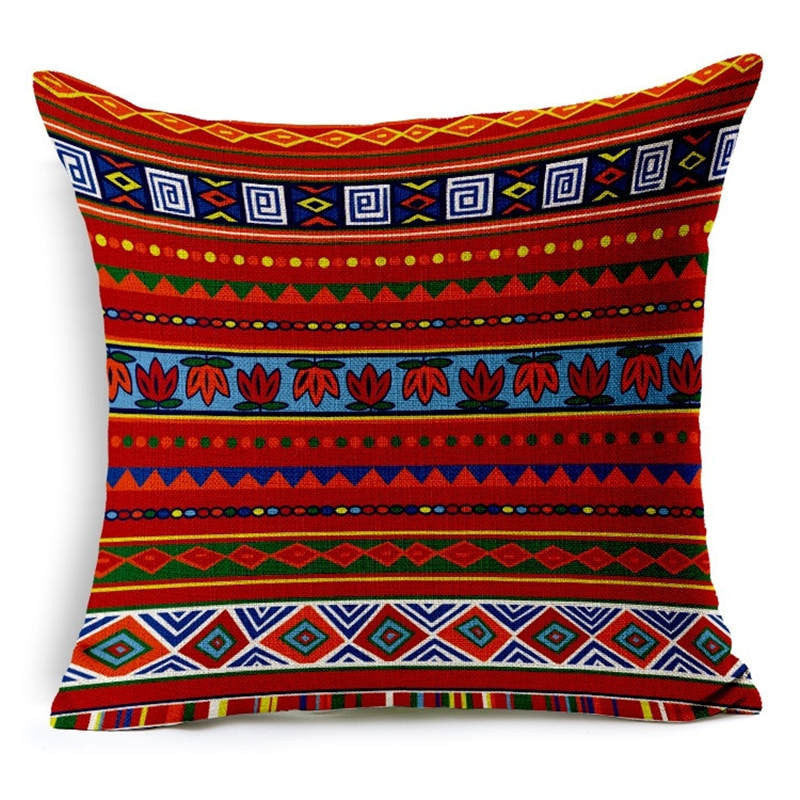 HKM-134867 Southeast Asian Geometric Linen Pillowcase for Cozy Home Decor