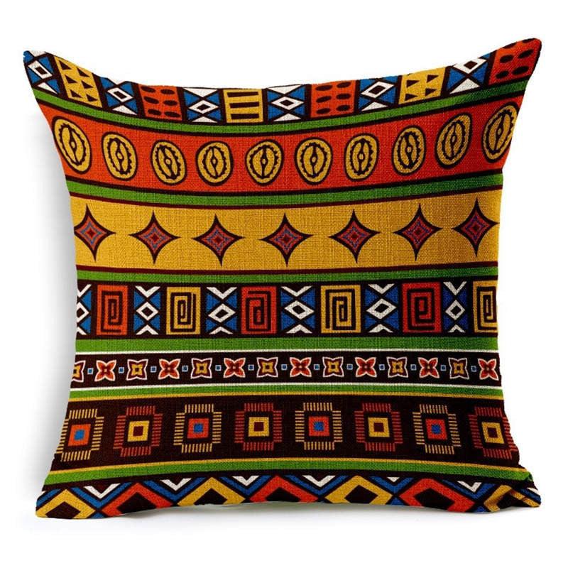 HKM-134867 Southeast Asian Geometric Linen Pillowcase for Cozy Home Decor