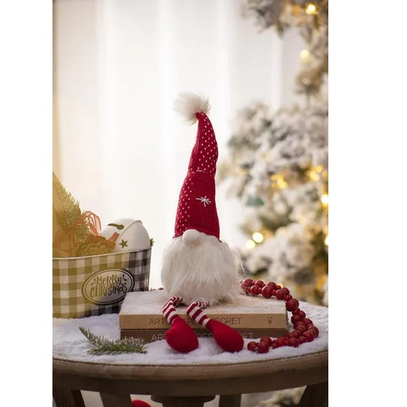 HKM-134931 Festive Christmas Gnomes Decorations - Set of 2 Table Ornaments for Holiday Cheer