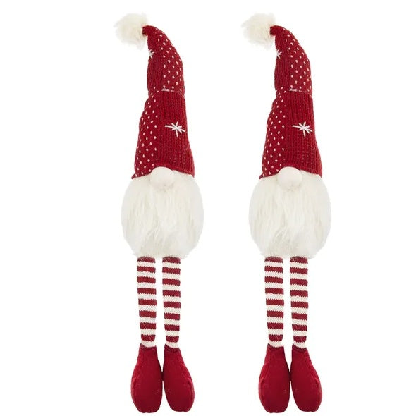 HKM-134931 Festive Christmas Gnomes Decorations - Set of 2 Table Ornaments for Holiday Cheer