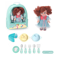 HKM-135123 Girls Vinyl Body Doll Play Set with Beauty Accessories for Toddlers