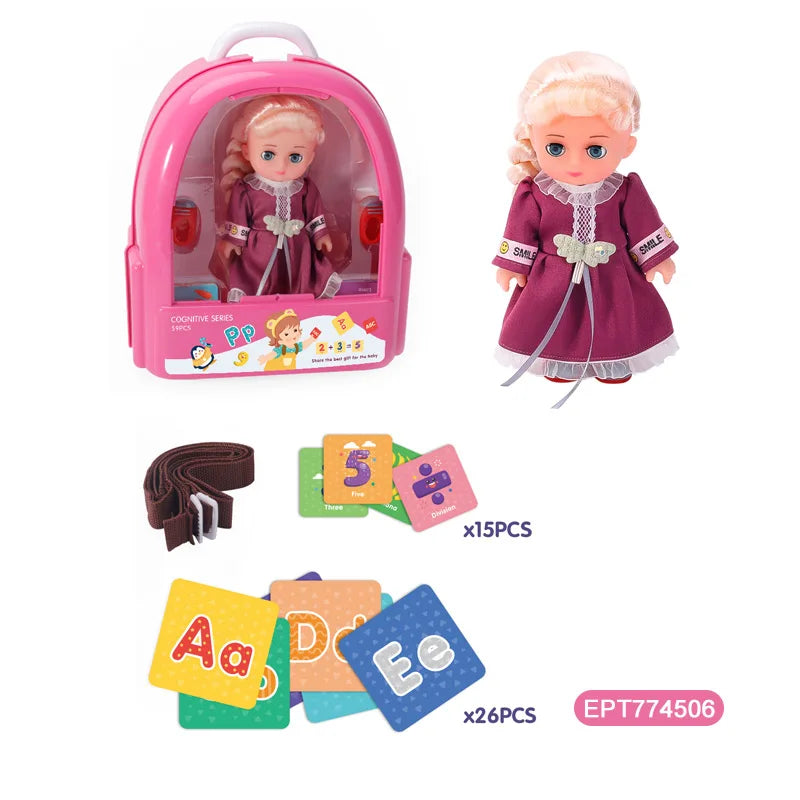 HKM-135123 Girls Vinyl Body Doll Play Set with Beauty Accessories for Toddlers