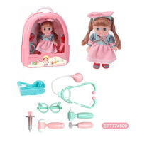 HKM-135123 Girls Vinyl Body Doll Play Set with Beauty Accessories for Toddlers