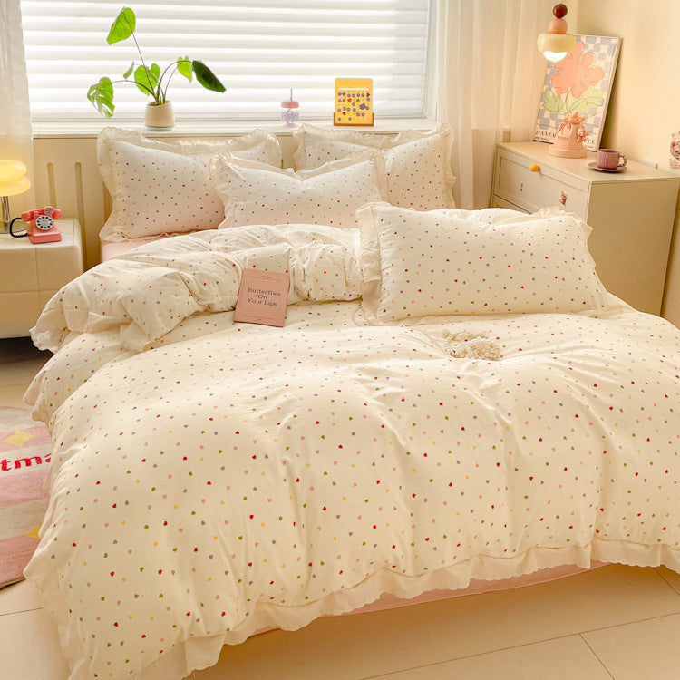HKM-135315 Soft Washed Cotton Fitted Sheet with French Lace - Abstract & Animal Patterns