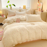 HKM-135315 Soft Washed Cotton Fitted Sheet with French Lace - Abstract & Animal Patterns