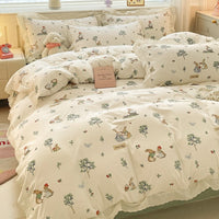 HKM-135315 Soft Washed Cotton Fitted Sheet with French Lace - Abstract & Animal Patterns