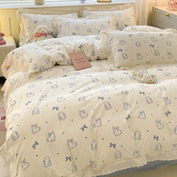 HKM-135315 Soft Washed Cotton Fitted Sheet with French Lace - Abstract & Animal Patterns
