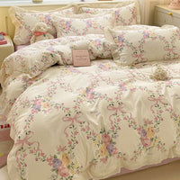 HKM-135315 Soft Washed Cotton Fitted Sheet with French Lace - Abstract & Animal Patterns