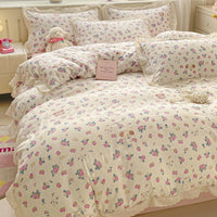 HKM-135315 Soft Washed Cotton Fitted Sheet with French Lace - Abstract & Animal Patterns