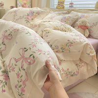 HKM-135315 Soft Washed Cotton Fitted Sheet with French Lace - Abstract & Animal Patterns