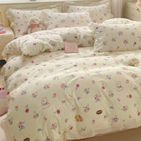HKM-135315 Soft Washed Cotton Fitted Sheet with French Lace - Abstract & Animal Patterns